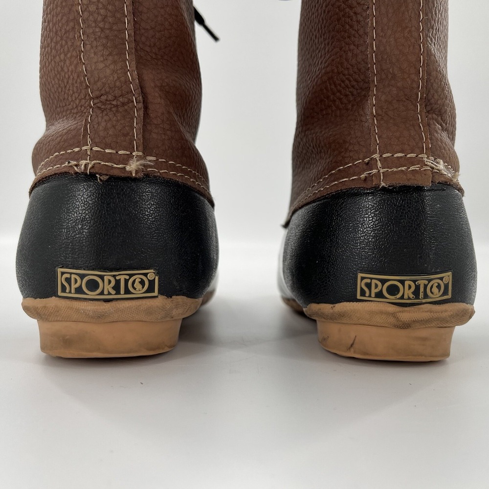 Sporto Daphne Leather Snow Duck Boot Womens 6 Black Mid Calf Black Winter‎ Laces - Picture 6 of 12
